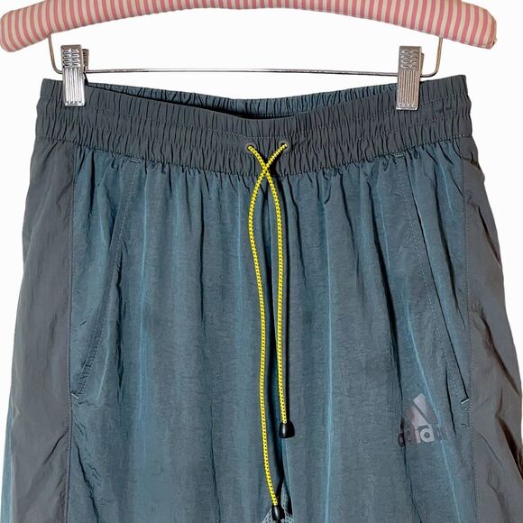 Adidas Street Shape Urban Logo Mens S Nylon Woven Grey Blue Track Pants GM6509 - Picture 7 of 15